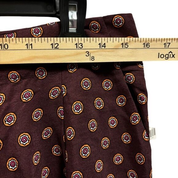 Anthropologie Womens Marsden Wide Leg Pants Size 6 Graphic Abstract Maroon - Picture 5 of 10